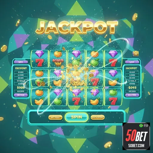 Imagem com diversos jogos de caça-níqueis variados na 50bet